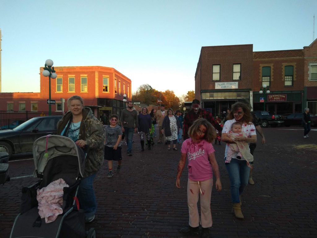 A group of zombie walk on the Square. 